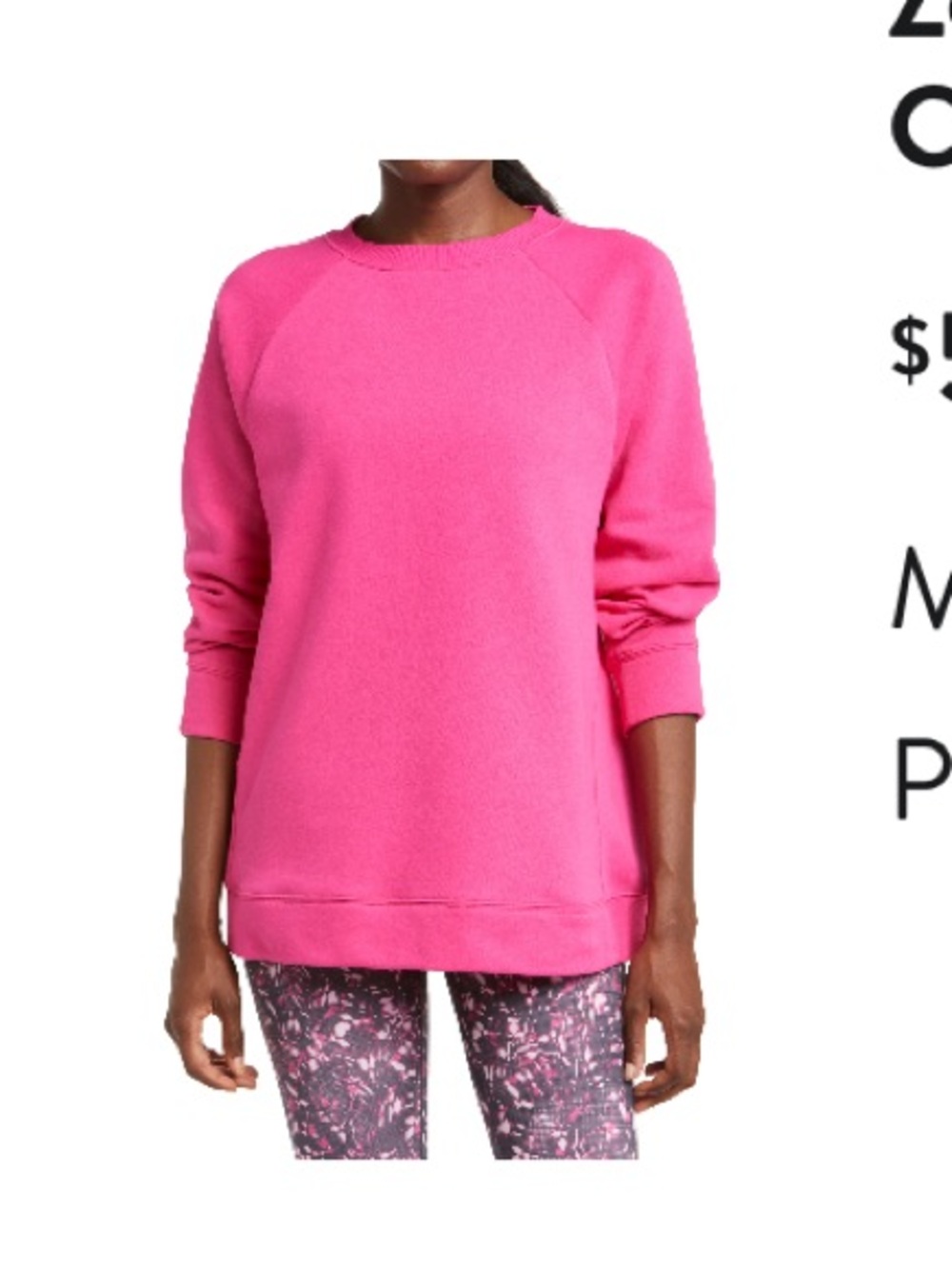Zella Harmony Oversized Pink Sweatshirt